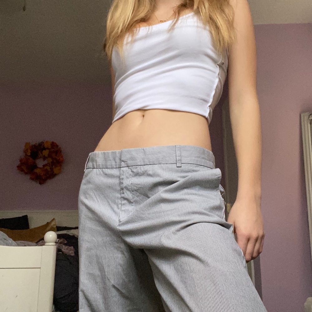 Seersucker navy pants